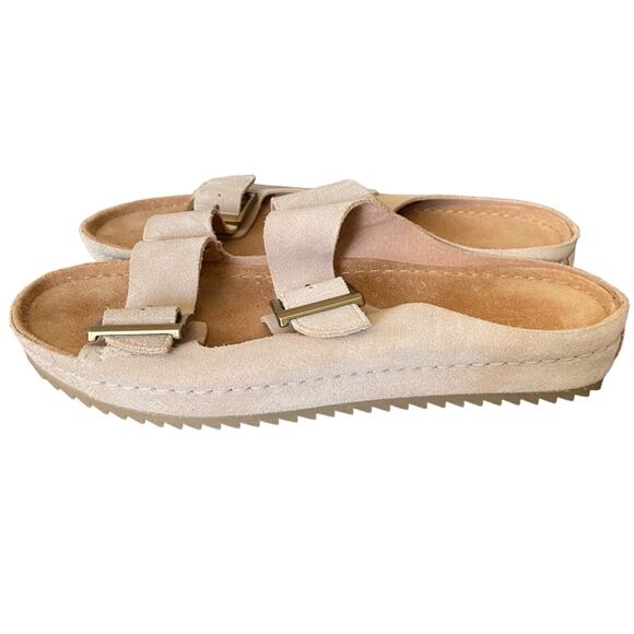 Clarks Leather Suede Double Buckle Slide Tan Sandals size 10 no box - Picture 7 of 9